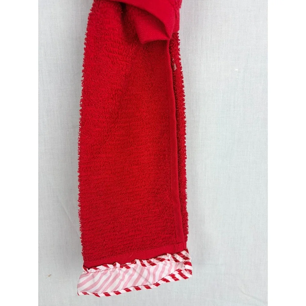 Dolly Parton Red Christmas Fridge Towel Snap Closure Striped Ruffle‎ 14x24 NEW